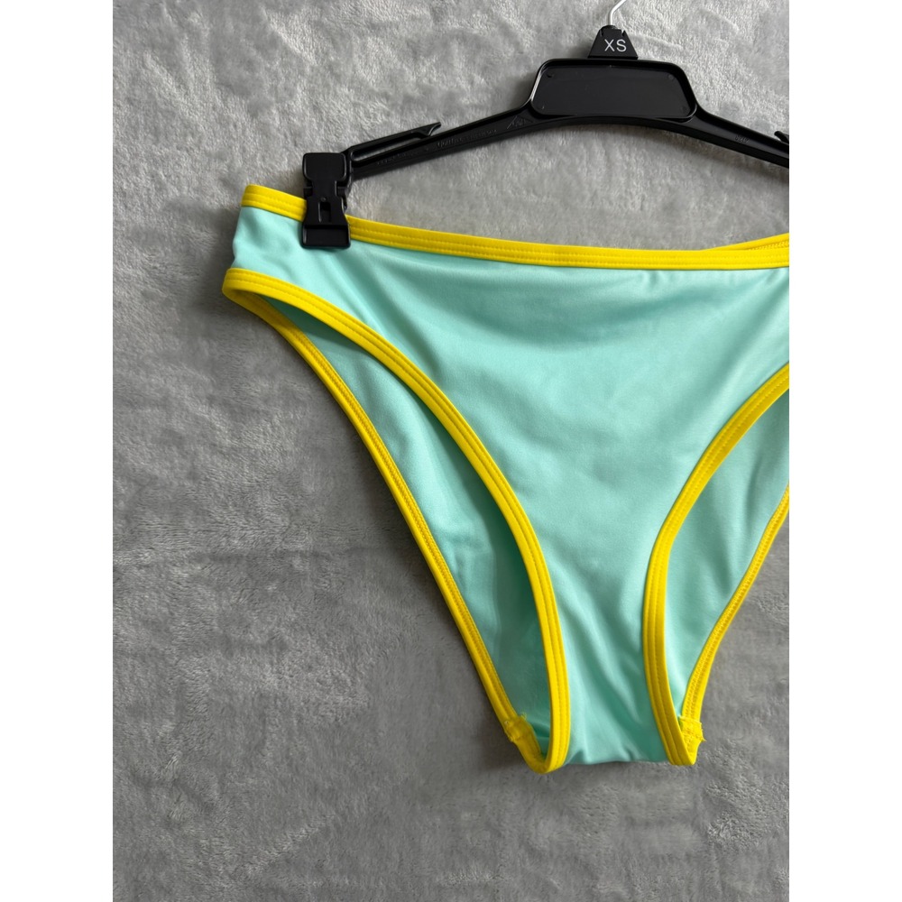 Kate Spade New York Low Tide High Cut Bikini Bottoms Aqua Yellow XS S6C480 - Picture 4 of 7